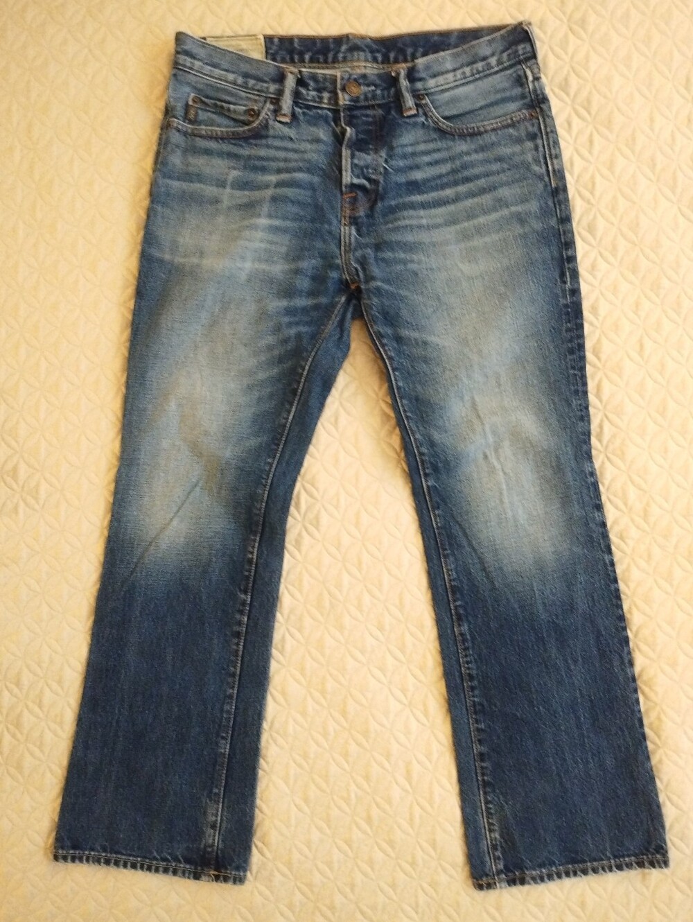 Abercrombie & Fitch The A&F Boot Bootcut Button Fly Distressed Dark Wash Jeans